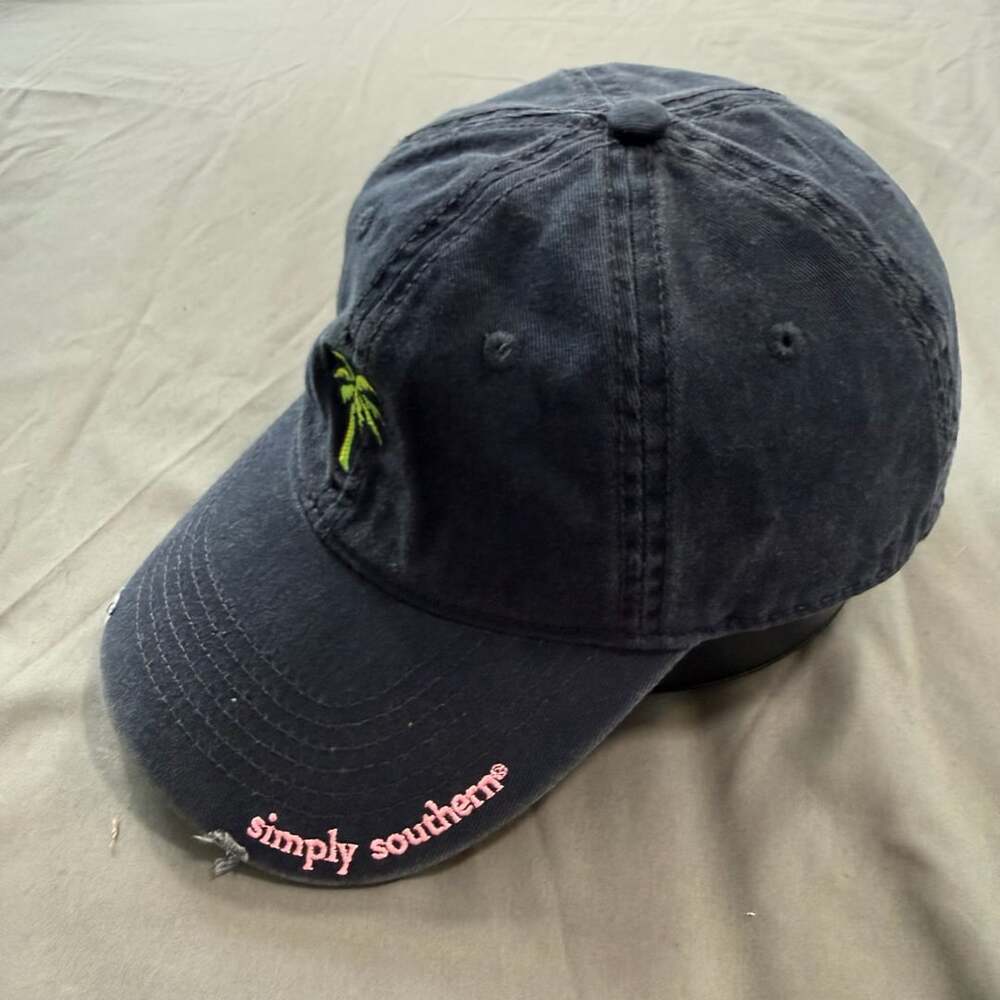 Simply Southern Black Distressed Palm Tree Baseball Cap Hat - Picture 2 of 8
